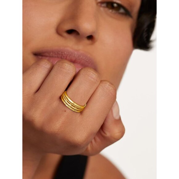 4PC S925 Sterling Silver Rings for Women, 14k Gold Filled Plated Stackable Thin - Picture 4 of 7